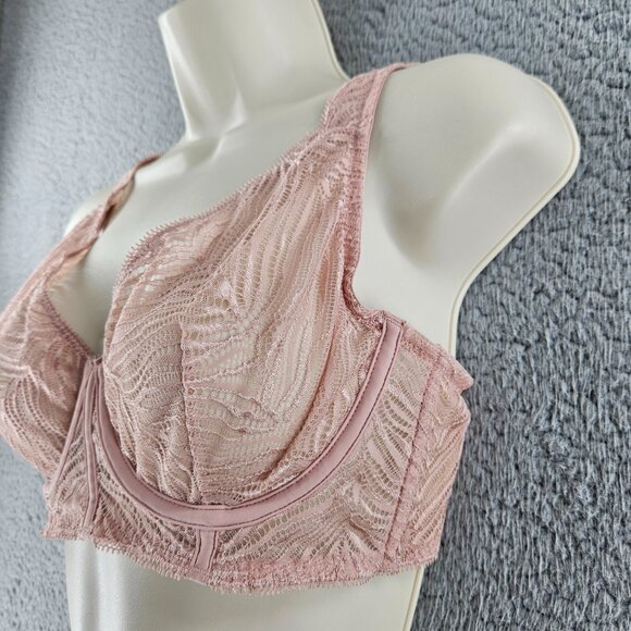 Victoria's Secret Bra‎ Womens 34D Pink Lace Unlined Plunge Sheer Underwire Sexy - Picture 5 of 14